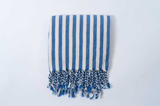 Girit Dark Blue Cotton Linen Towel - Bath Beach Towel 37'' x 73'' (90 cm x 180 cm) - Towels