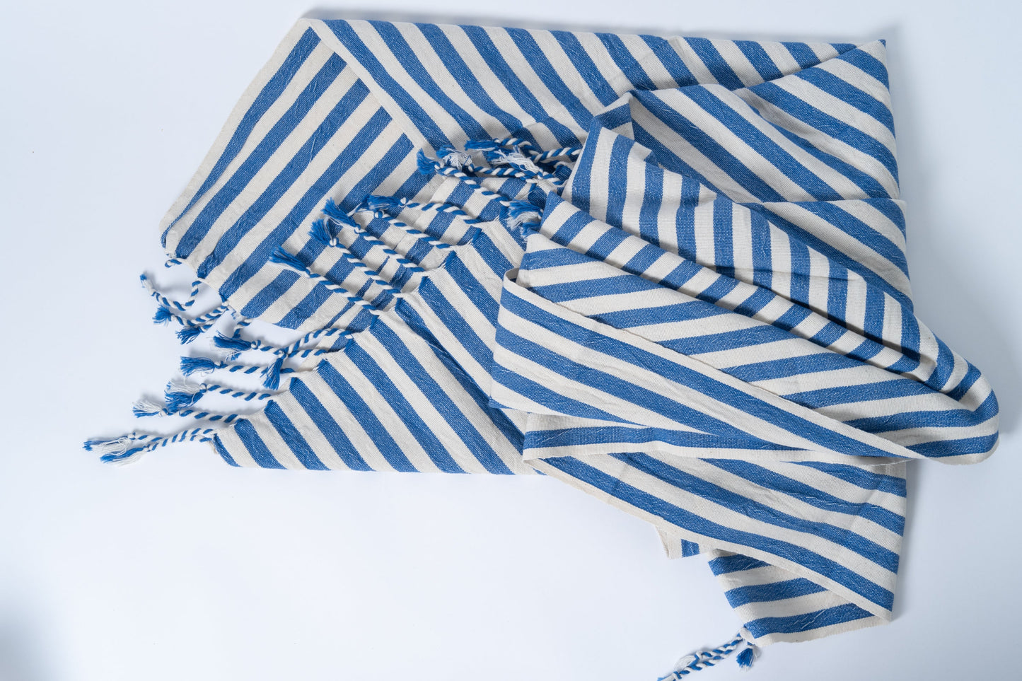 Girit Dark Blue Cotton Linen Towel - - Towels