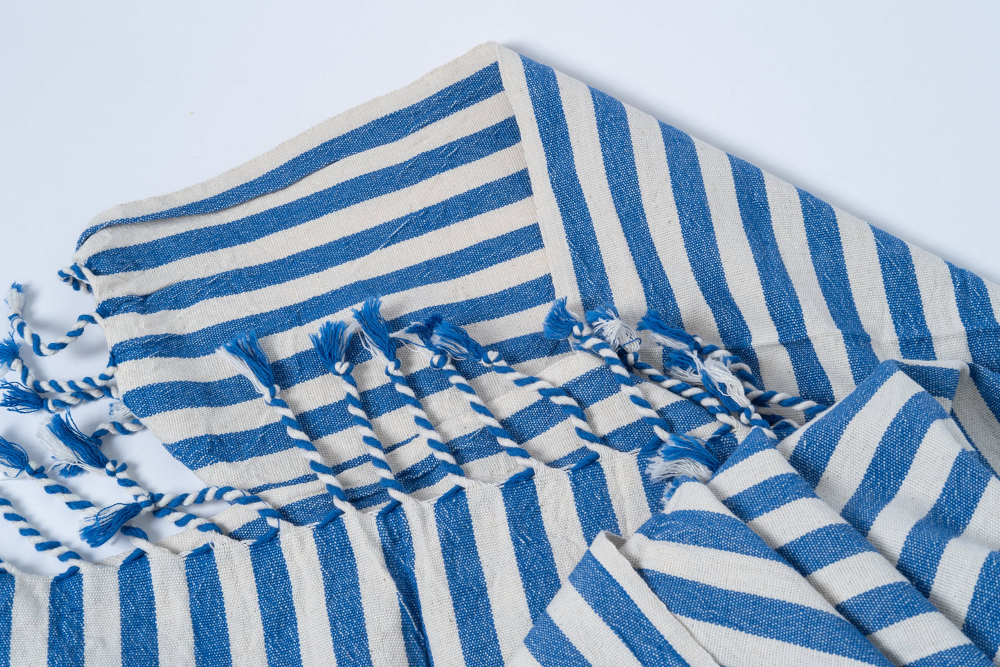 Girit Dark Blue Cotton Linen Towel - - Towels