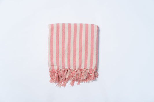 Girit Pink Cotton Linen Towel - - Towels
