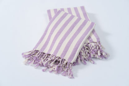 Girit Lilac Cotton Linen Towel - - Towels
