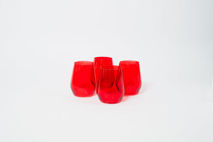Cherry Red - Colored Wine Glass - Stemless 4 - glassware