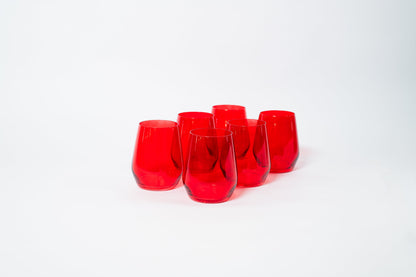Cherry Red - Colored Wine Glass - Stemless 6 - glassware