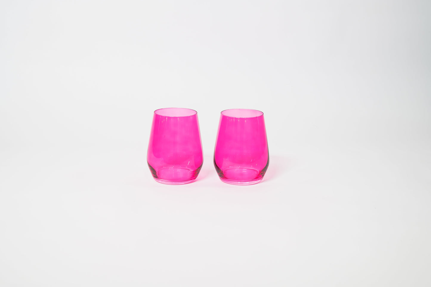 Hot Hot Pink - Colored Wine Glass - 2 Stemless - Wine Glasses