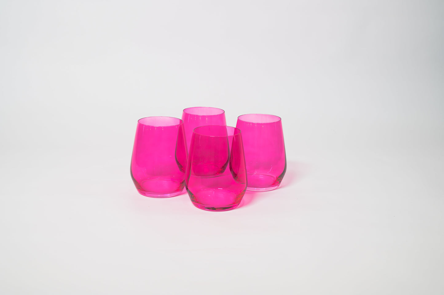 Hot Hot Pink - Colored Wine Glass - 4 Stemless - Wine Glasses