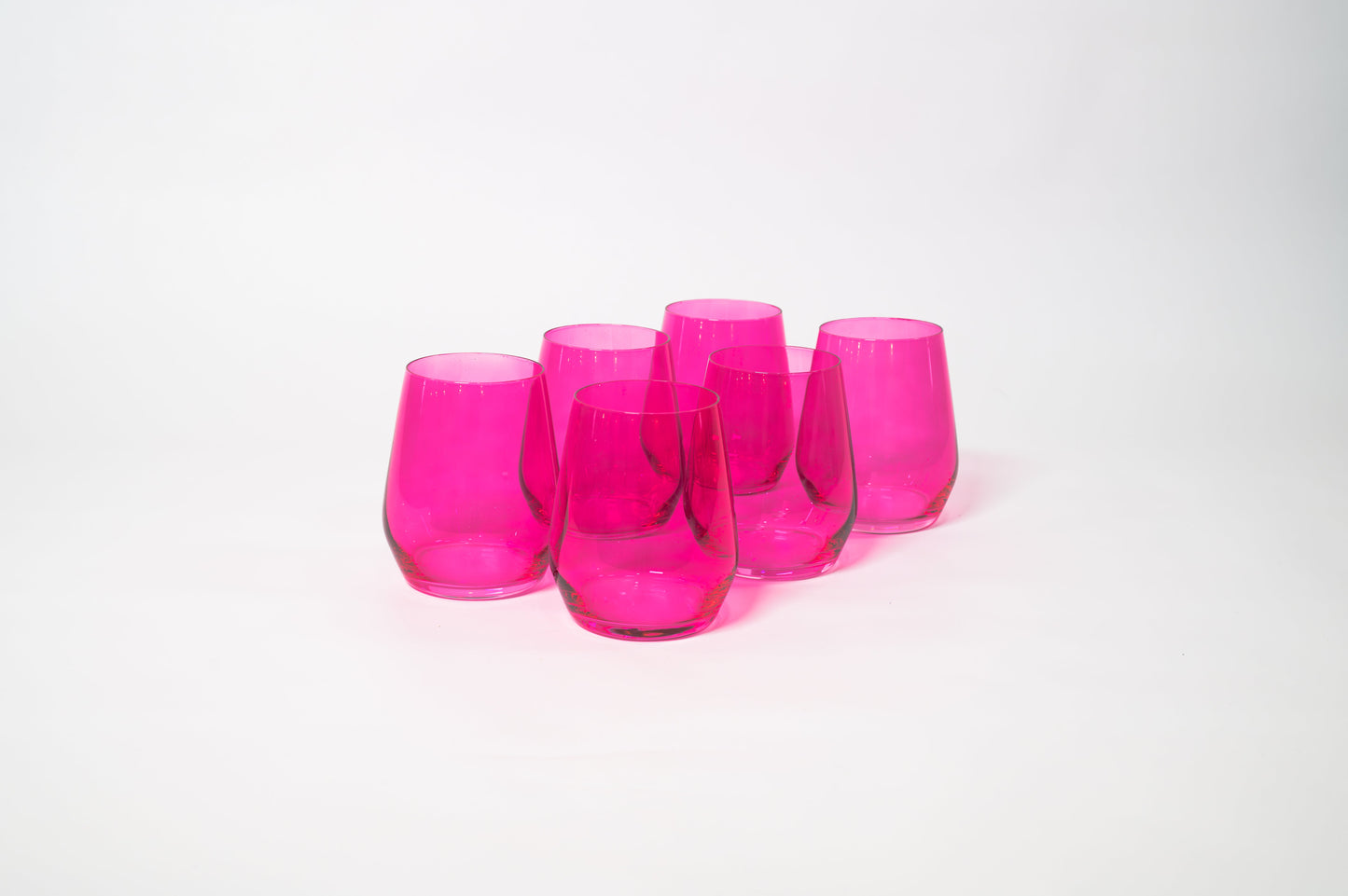 Hot Hot Pink - Colored Wine Glass - 6 Stemless - Wine Glasses