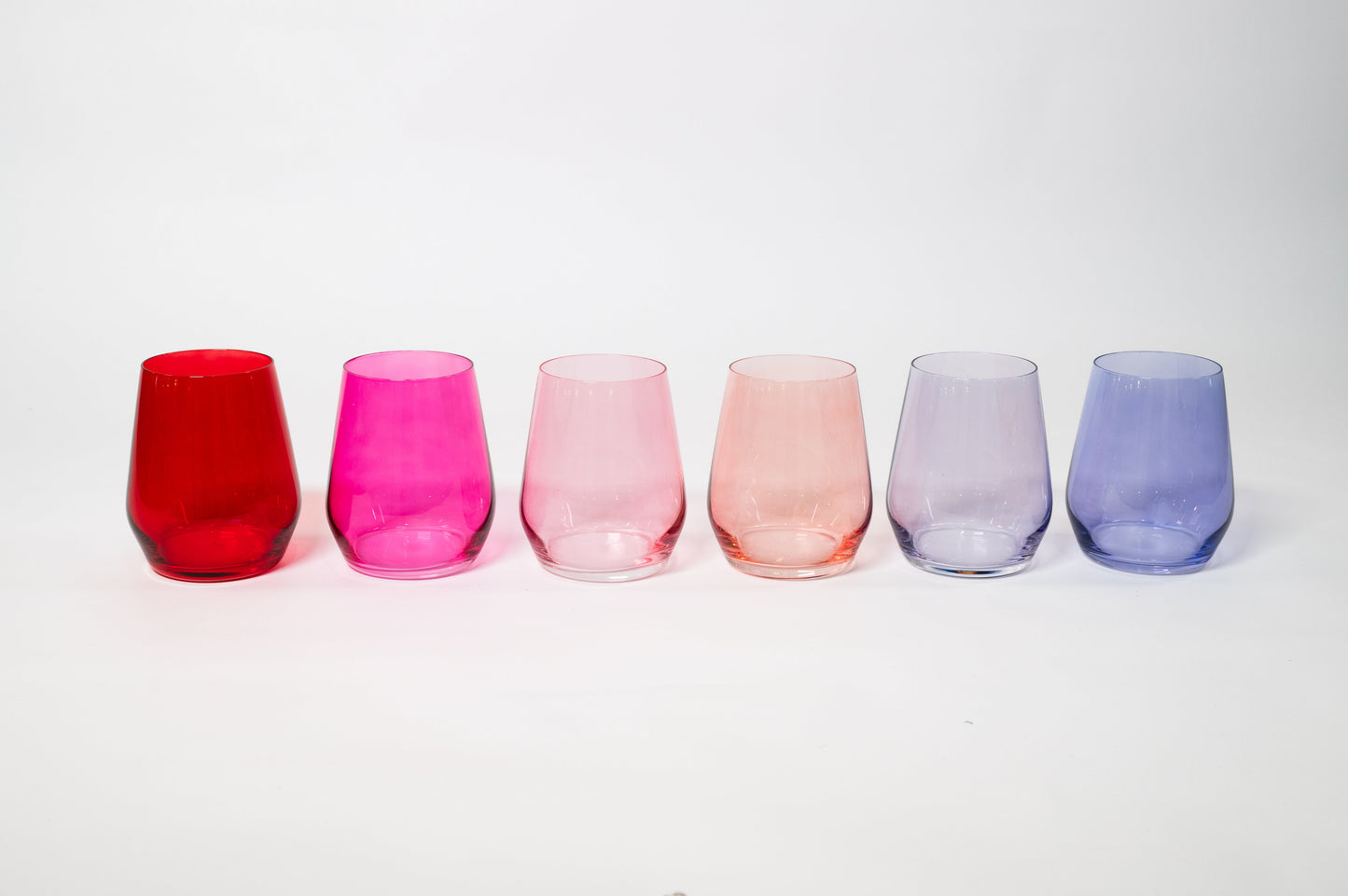 Cotton Candy Collection - Colored Wine Glass Ombre Set of 6 - Stemless - Wine Glasses
