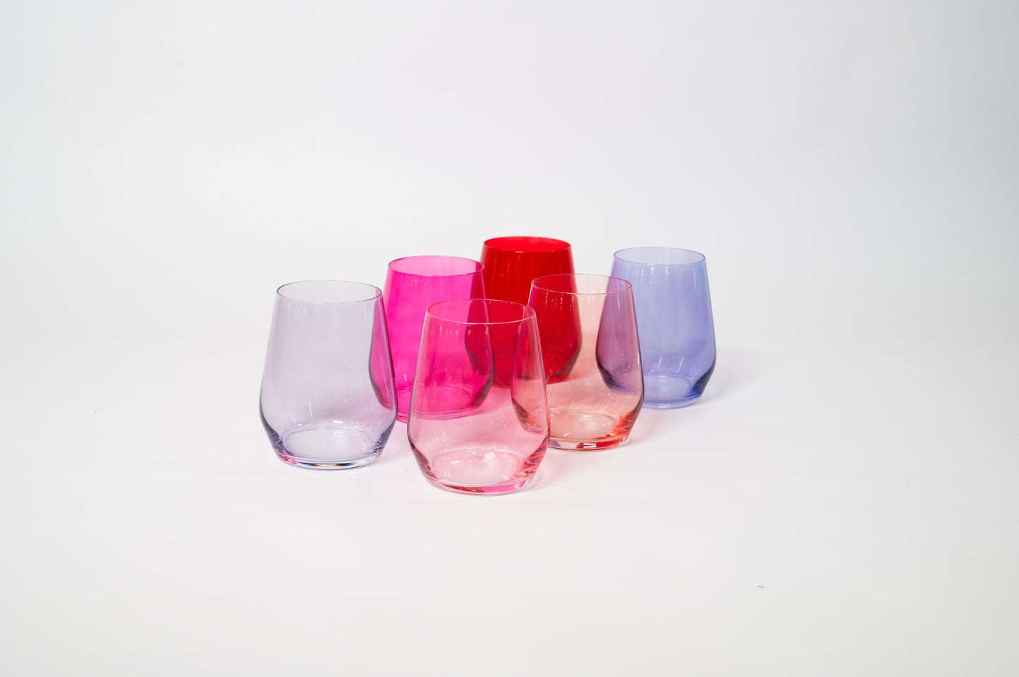Cotton Candy Collection - Colored Wine Glass Ombre Set of 6 - - Wine Glasses