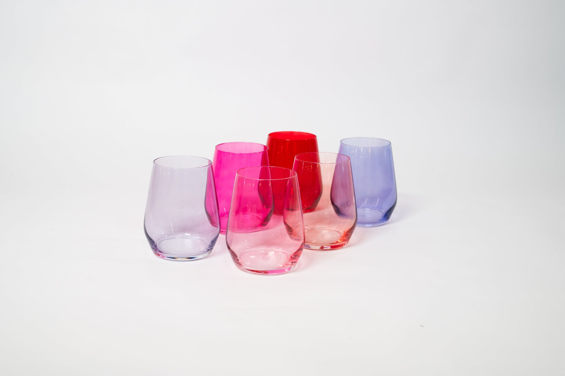 Cotton Candy Collection - Colored Wine Glass Ombre Set of 6 - - Wine Glasses