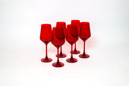 Cherry Red - Colored Wine Glass - Stemmed 6 - glassware