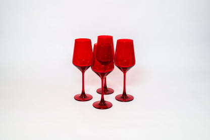 Cherry Red - Colored Wine Glass - Stemmed 4 - glassware