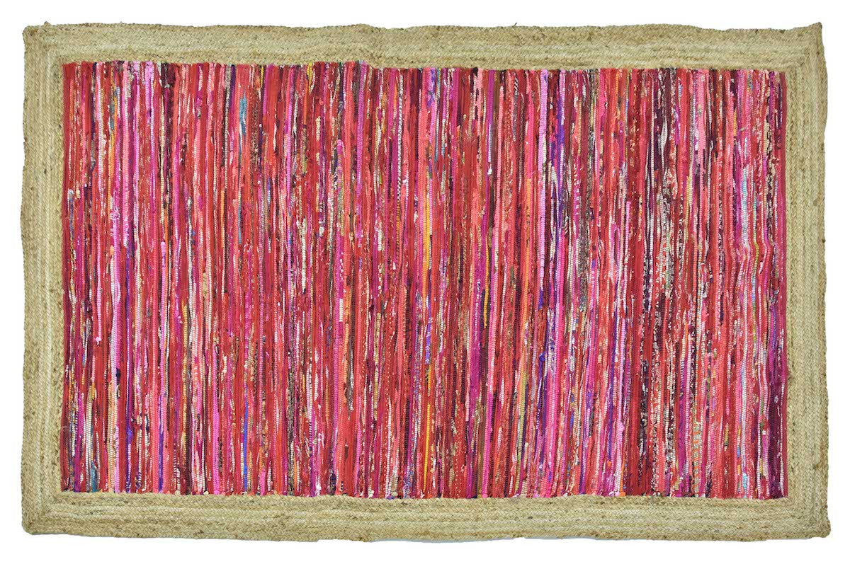 Timbergirl Red with Braided Border Handmade Rug - - rug