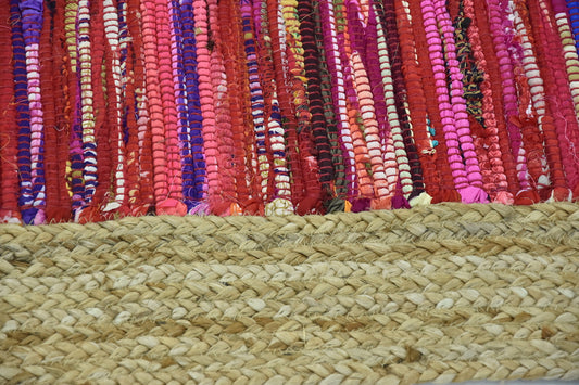 Timbergirl Red with Braided Border Handmade Rug - - rug