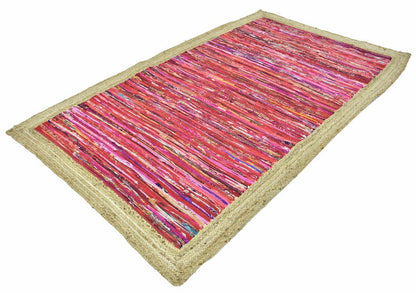 Timbergirl Red with Braided Border Handmade Rug - - rug