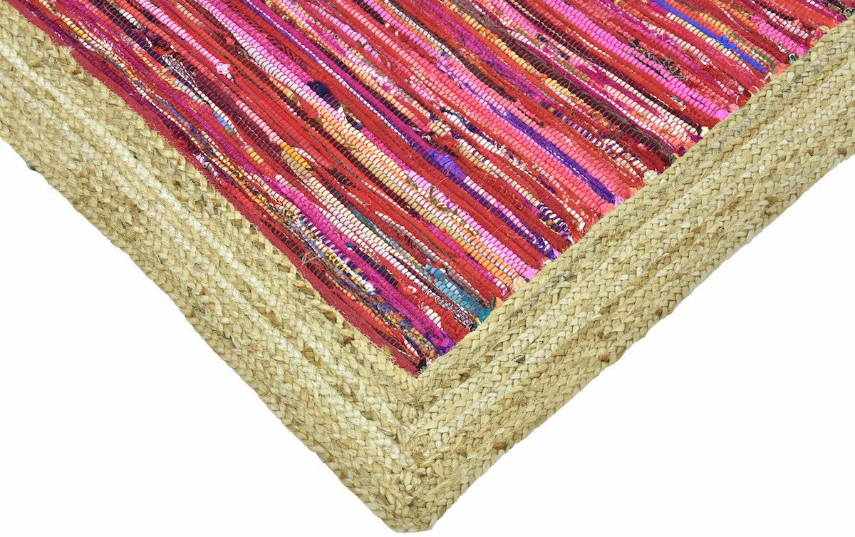 Timbergirl Red with Braided Border Handmade Rug - - rug