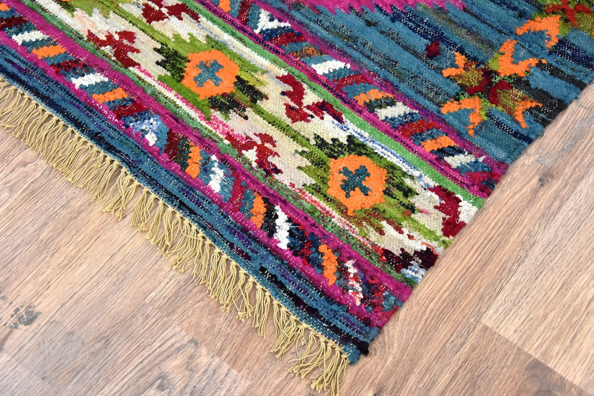 Timbergirl Kilim Blue 100% Cotton Handmade Rug - - rug