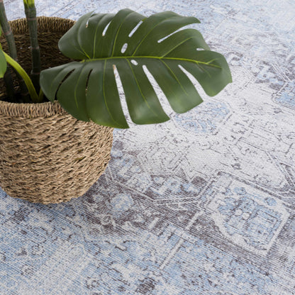 Aqua Rosman Washable Area Rug - - Rugs