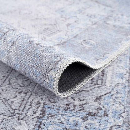 Aqua Rosman Washable Area Rug - - Rugs