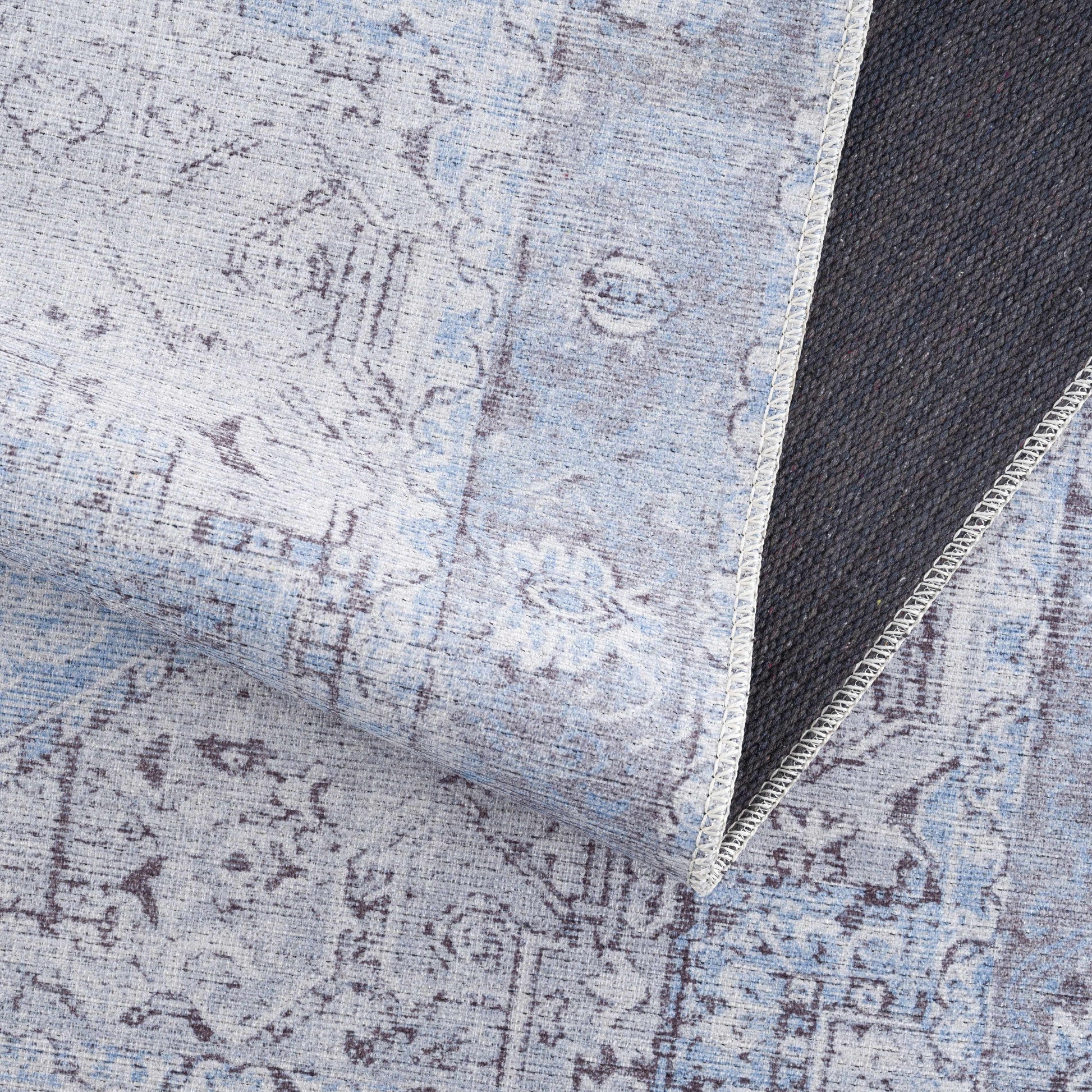 Aqua Rosman Washable Area Rug - - Rugs