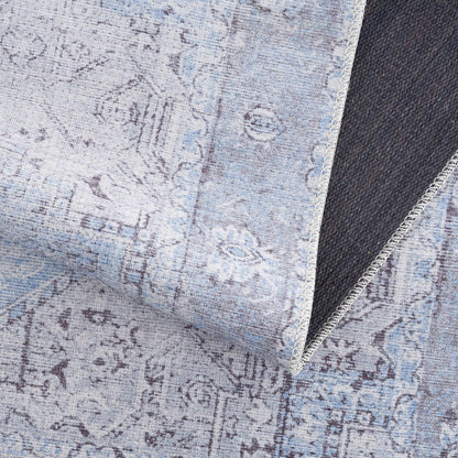 Aqua Rosman Washable Area Rug - - Rugs