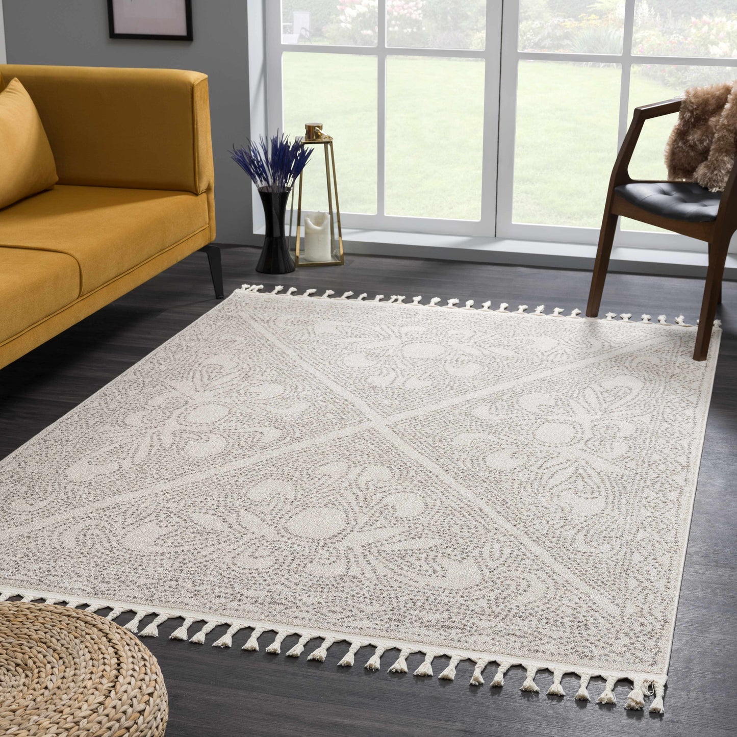 Birdwood Cream & Brown Area Rug - - Rugs