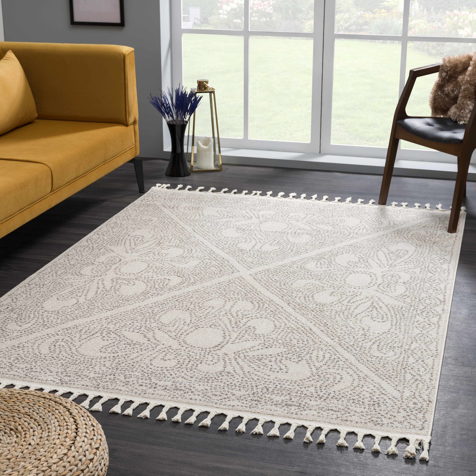 Birdwood Cream & Brown Area Rug - - Rugs