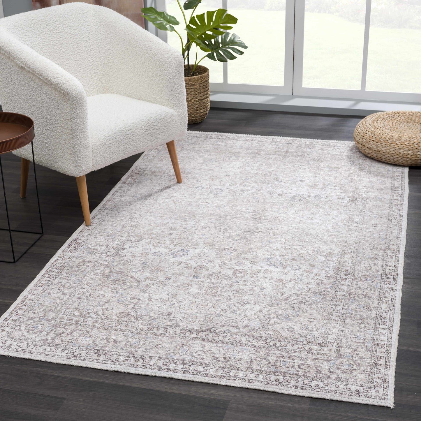 Cream Holi-2301 Washable Area Rug - - Rugs