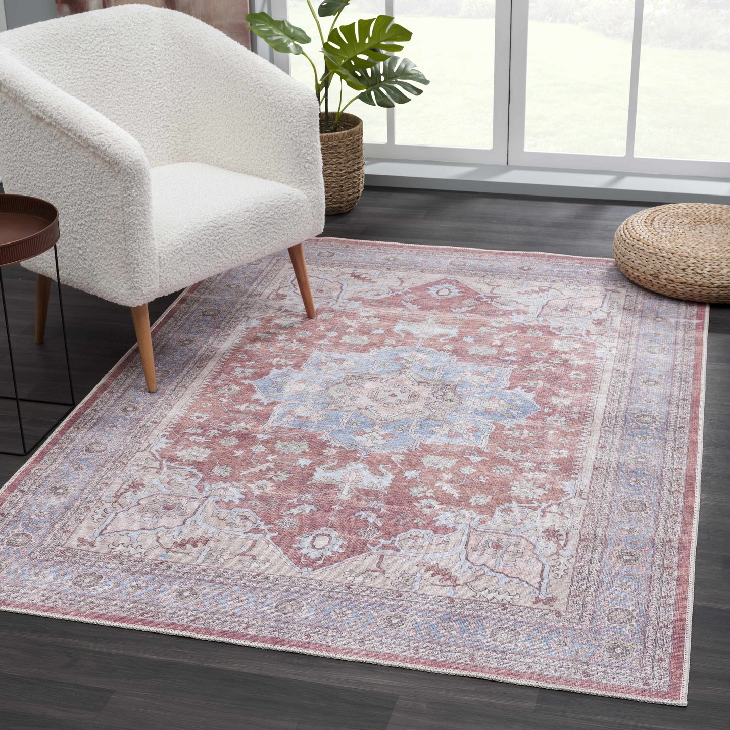 Brown Bagamanoc Medallion Washable Area Rug - - Rugs