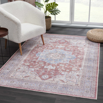 Brown Bagamanoc Medallion Washable Area Rug - - Rugs