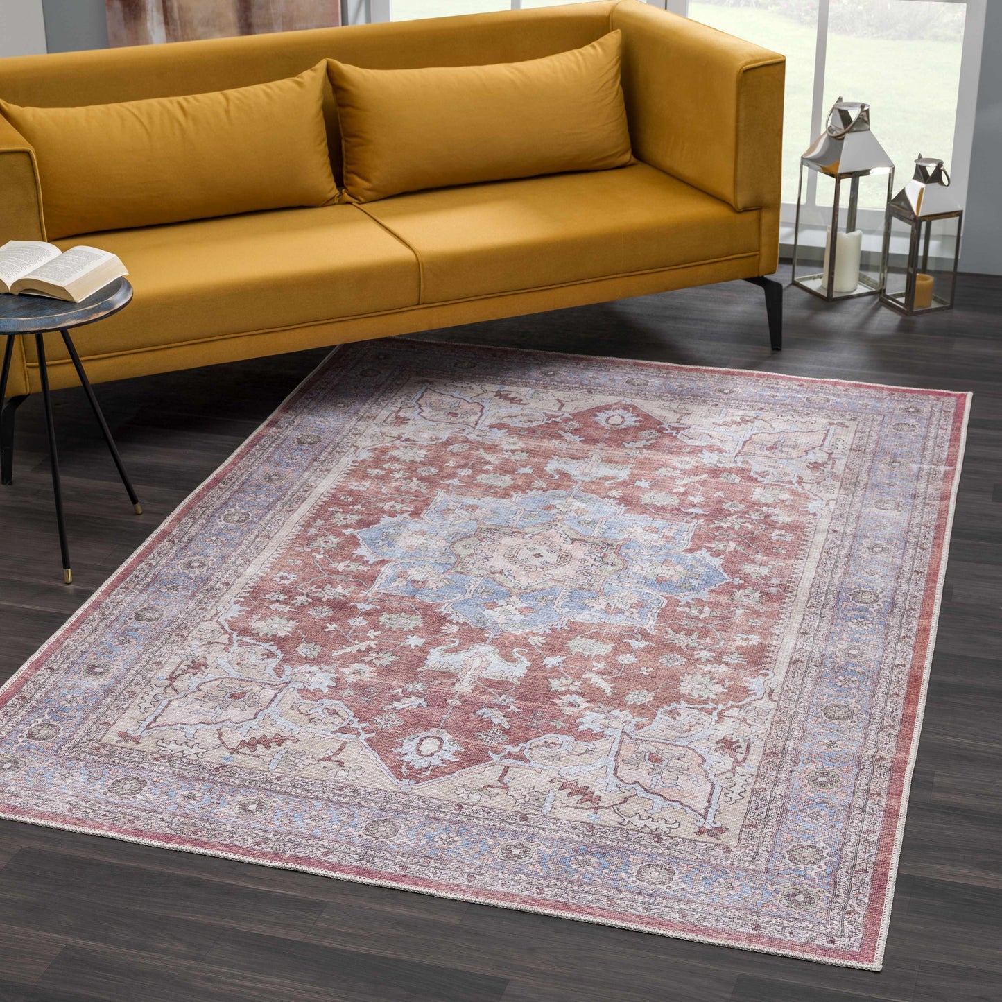 Brown Bagamanoc Medallion Washable Area Rug - - Rugs
