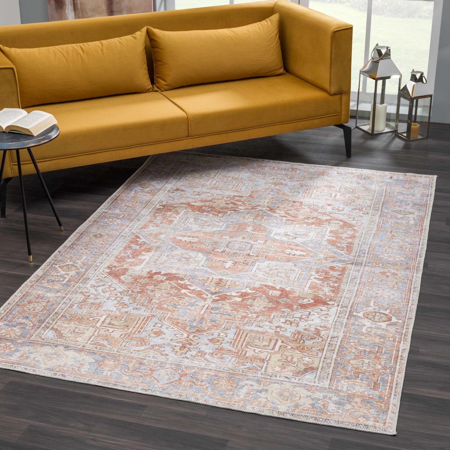Maayon Medallion Rust Washable Area Rug - - Rugs