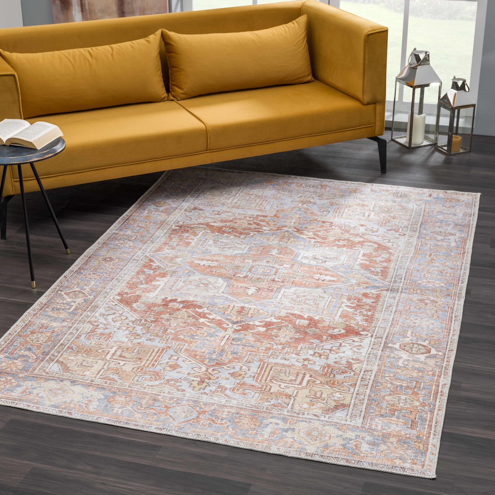 Maayon Medallion Rust Washable Area Rug - - Rugs