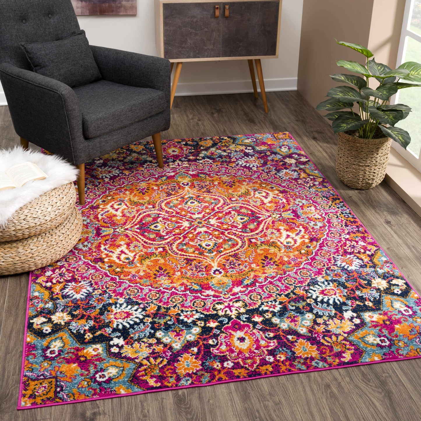Burnt Orange Ojus Area Rug - - Rugs