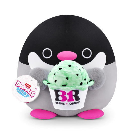 Snackles Series 2 Penguin & Baskin-Robbin 14 Inch Plush by ZURU - Baskin Robbins Penguin - plushie