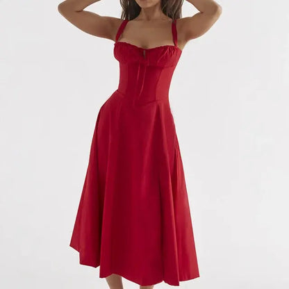 Ladies Midi Spaghetti Strap Dress - Kia Day Design