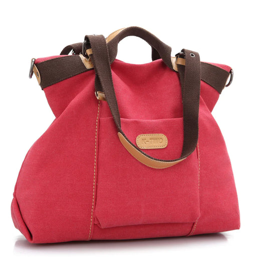 Vintage Casual Canvas Shoulder Bag - Red - shoulder bag