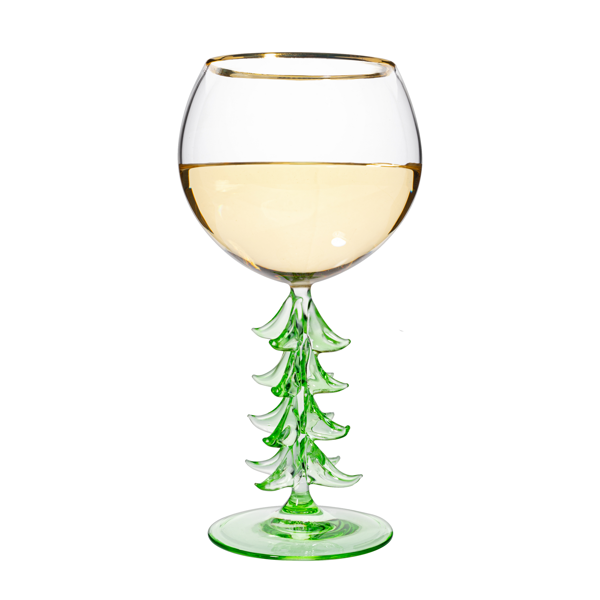 Natale Stemmed Wine Glassware, Single - Green - Stemmed