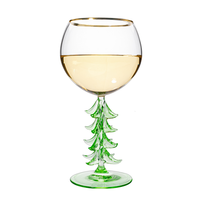 Natale Stemmed Wine Glassware, Single - Green - Stemmed