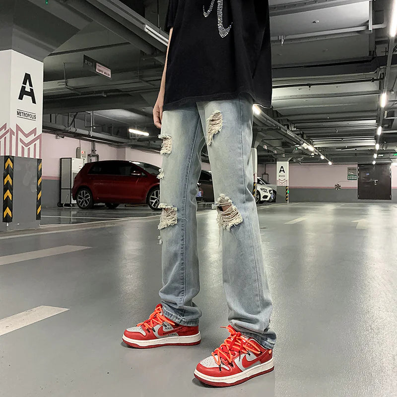 Worn Slim Fit Frayed Jeans - Kia Day Design