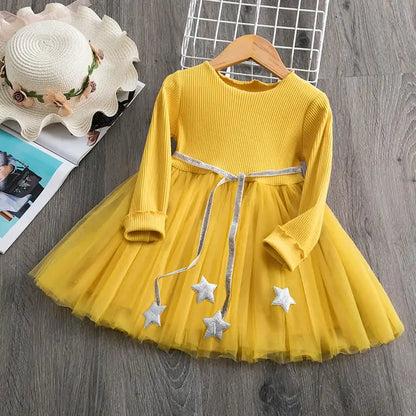 Spring Sequin Girls Dress yellow 8T