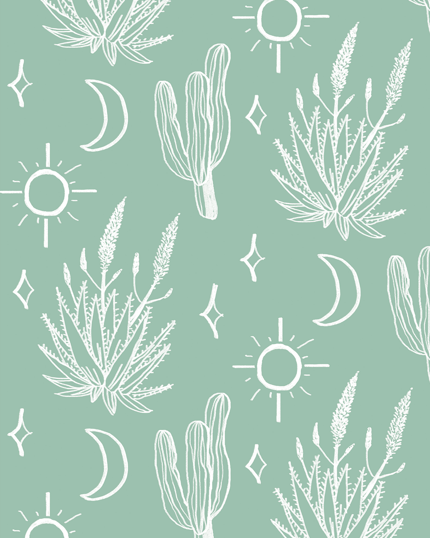 Desert Sky Wallpaper, mint and white- Samantha Santana Creative- {{Product type}}