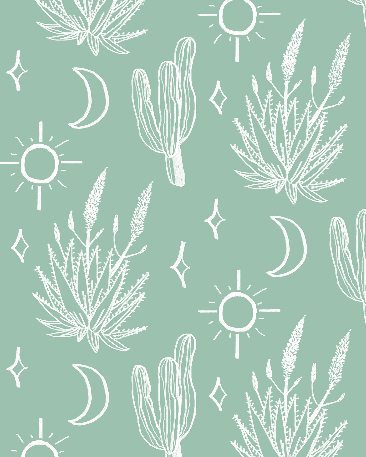 Desert Sky Wallpaper, mint and white- Samantha Santana Creative- {{Product type}}
