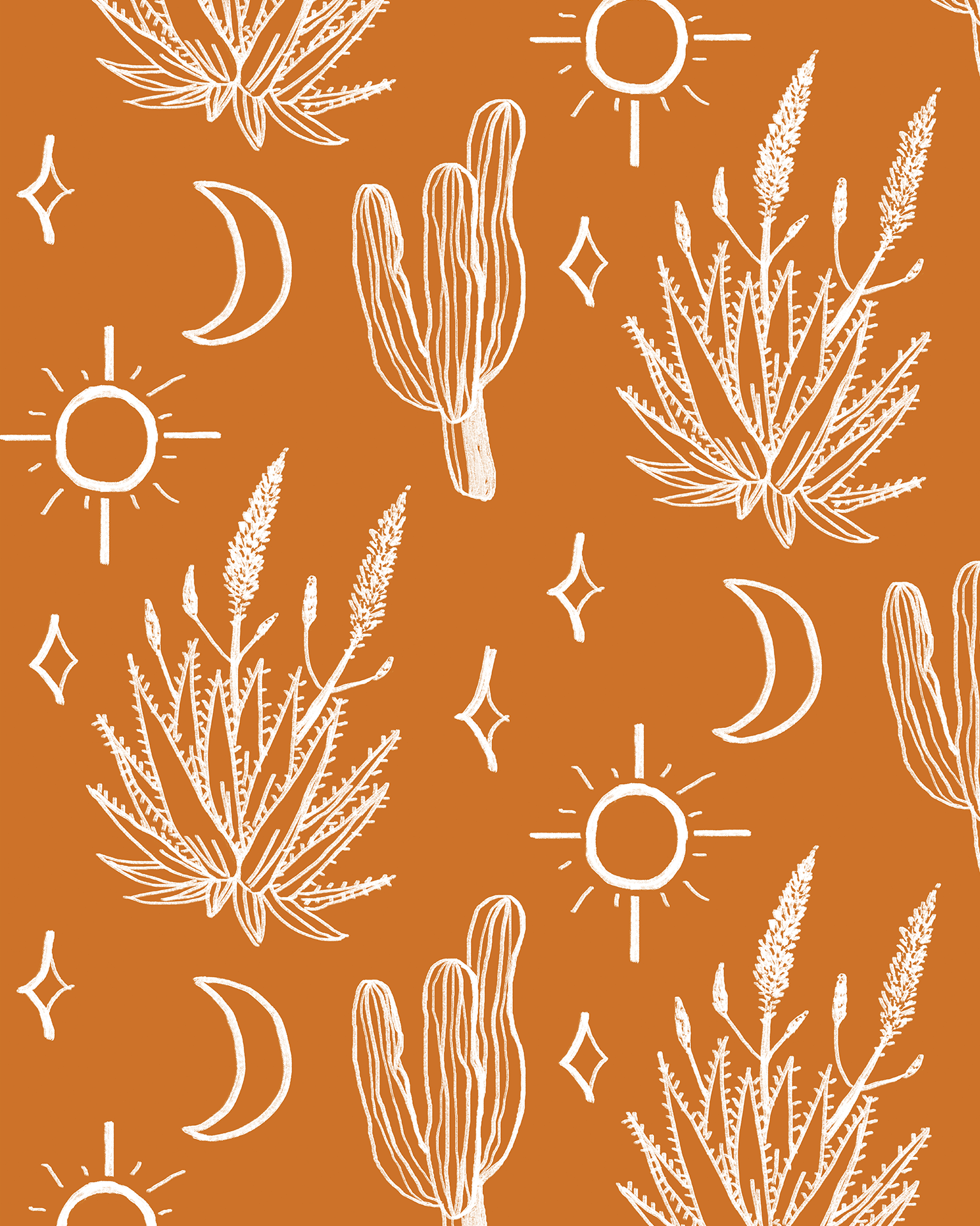 Desert Sky Wallpaper, orange and white- Samantha Santana Creative- {{Product type}}