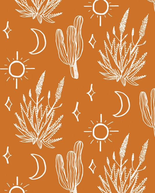 Desert Sky Wallpaper Orange and White - LUXE Peel & Stick - Wallpaper