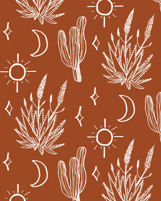 Desert Sky Wallpaper Rust and White - LUXE Peel & Stick - Wallpaper
