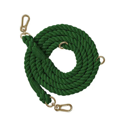 Braided Cotton Rope Dog Leash Dark Green Small