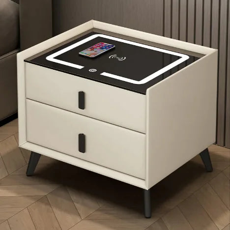Smart Wood Bedside Table with Wireless Charging - Kia Day Design