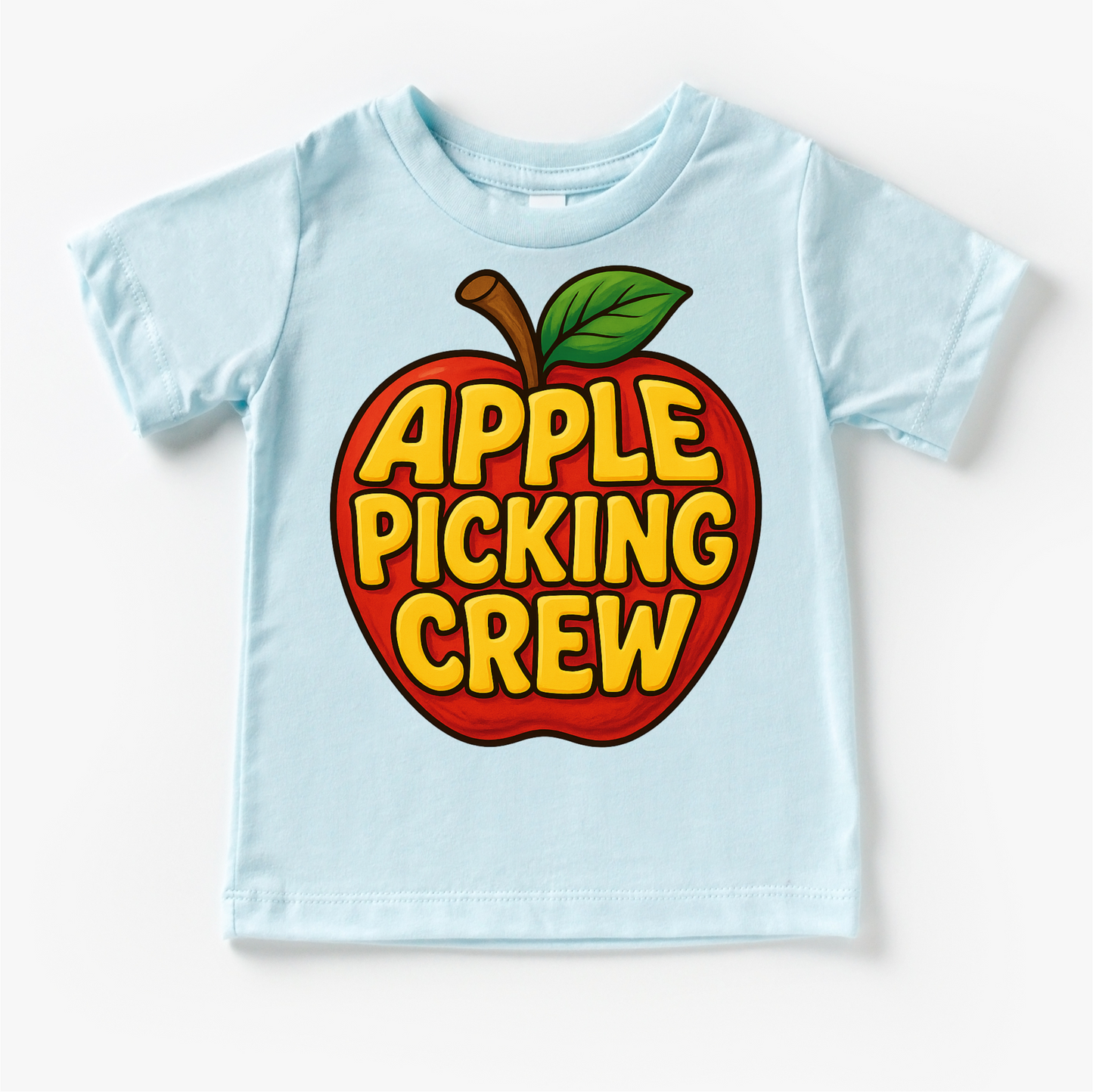 Apple Picking Crew Fall Shirt - Apple Picking Orchard Tee - Ice Blue Short Sleeve Tee - shirts