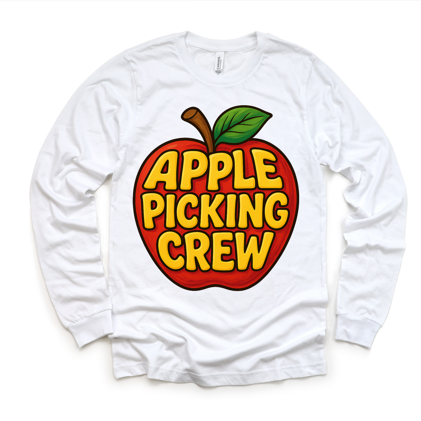 Apple Picking Crew Fall Shirt - Apple Picking Orchard Tee - White Long Sleeve Tee - shirts