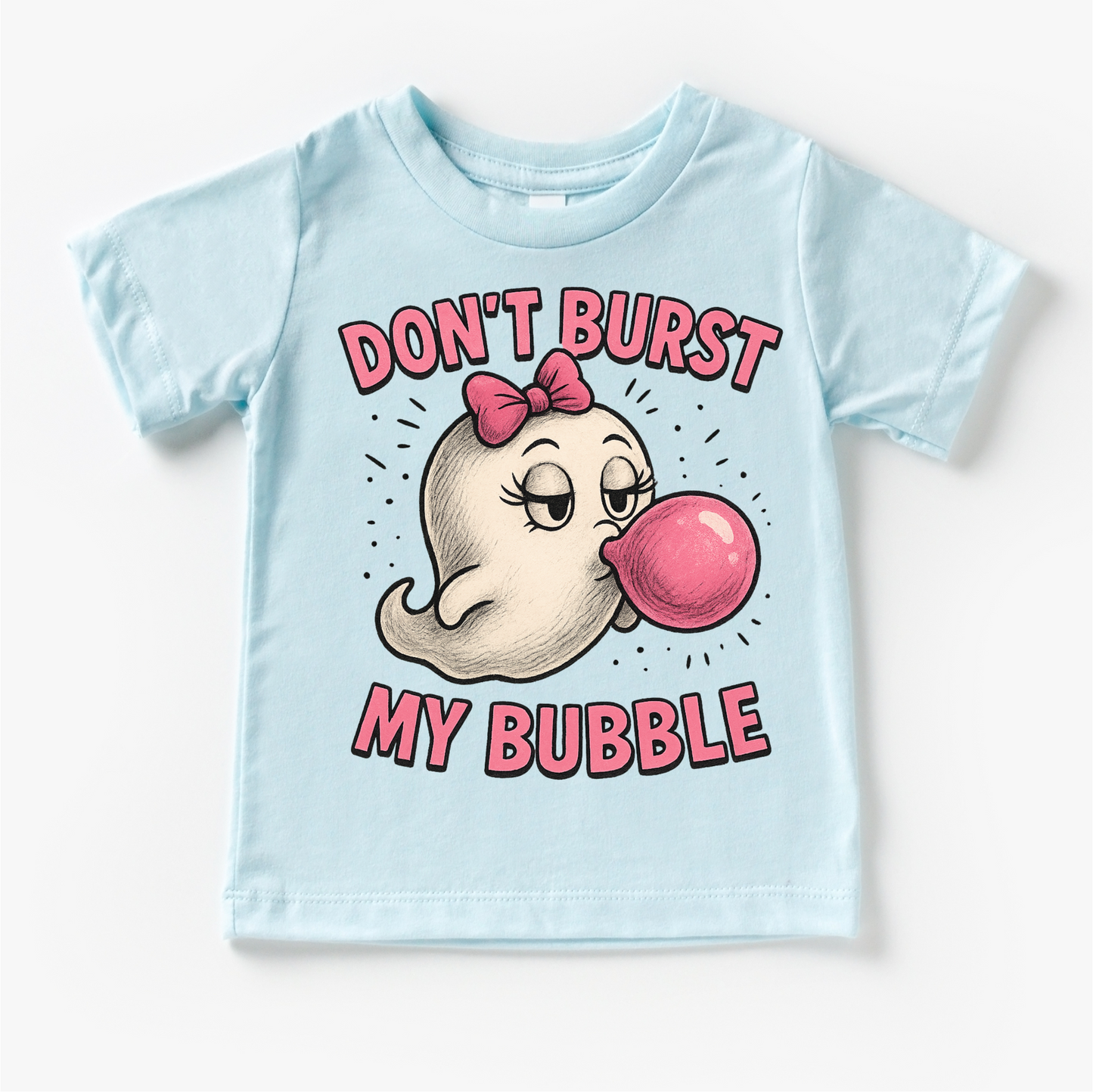 Don't Burst My Bubble Ghost Halloween Shirt - Halloween Tee - Ice Blue Short Sleeve Tee - shirts